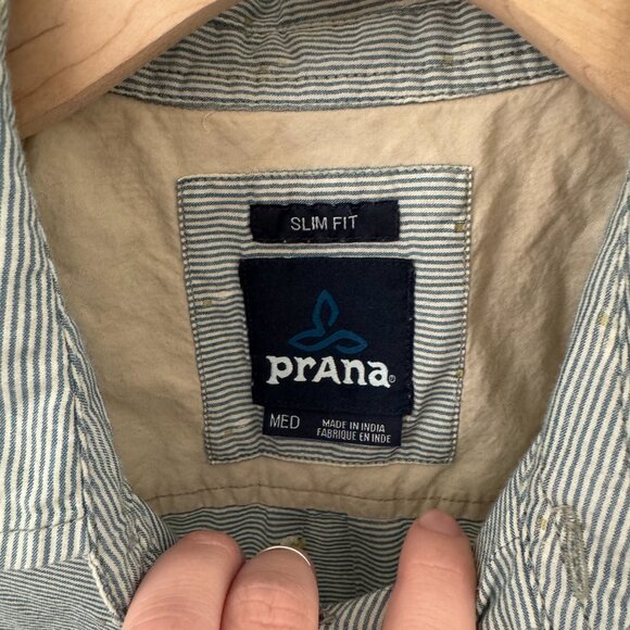 Prana Slim Fit Striped Shirt Size Medium - Picture 3 of 5